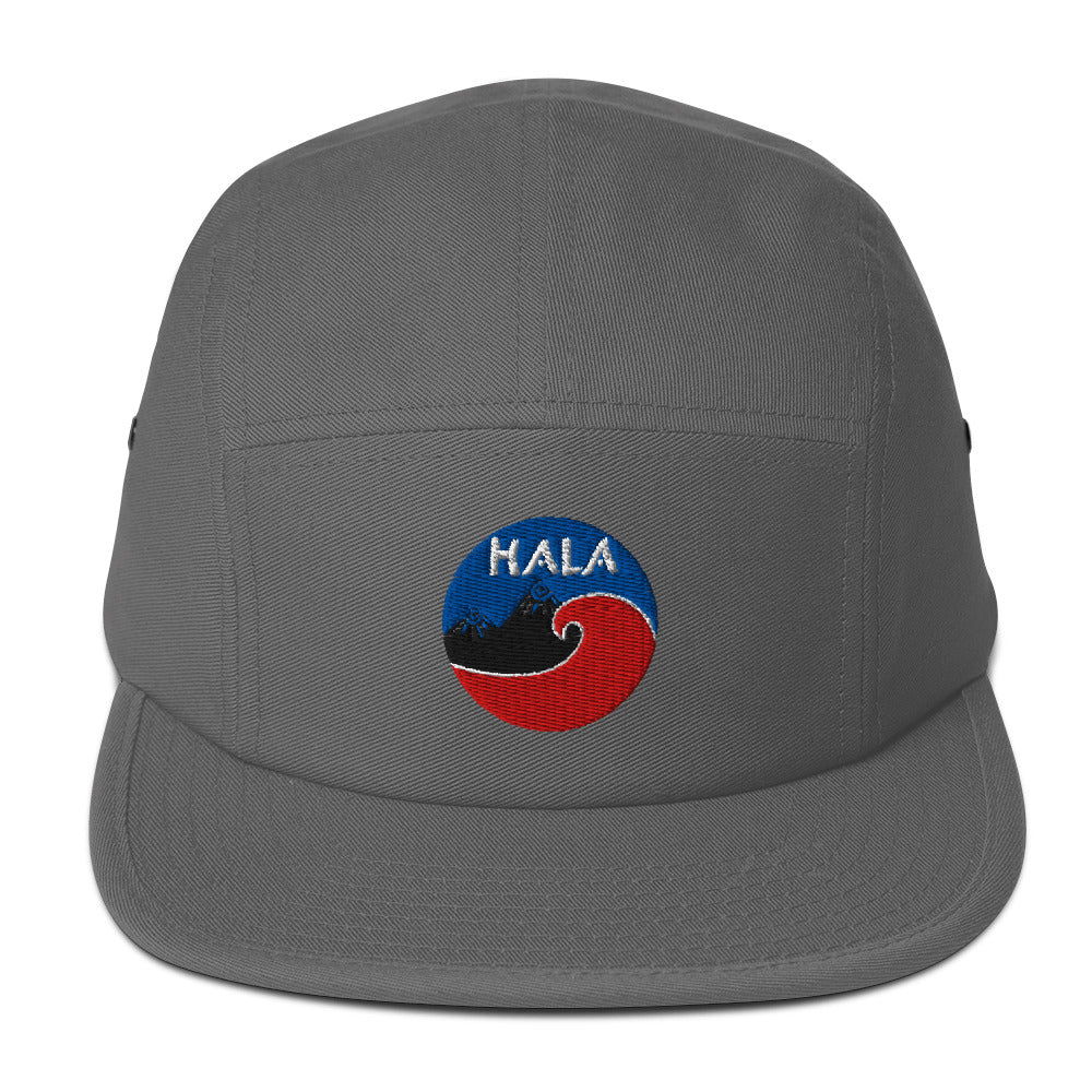 grey front 5 panel cap