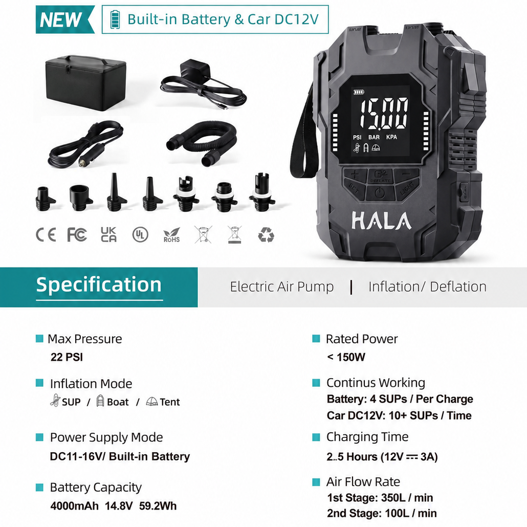 Hala Rechargable Electric SUP Pump