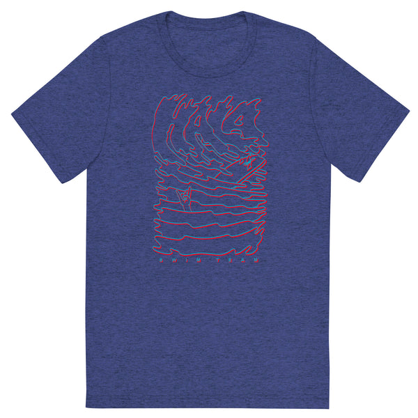 Hala Swim Team 2026 T-Shirt in navy triblend, unisex short sleeve front view