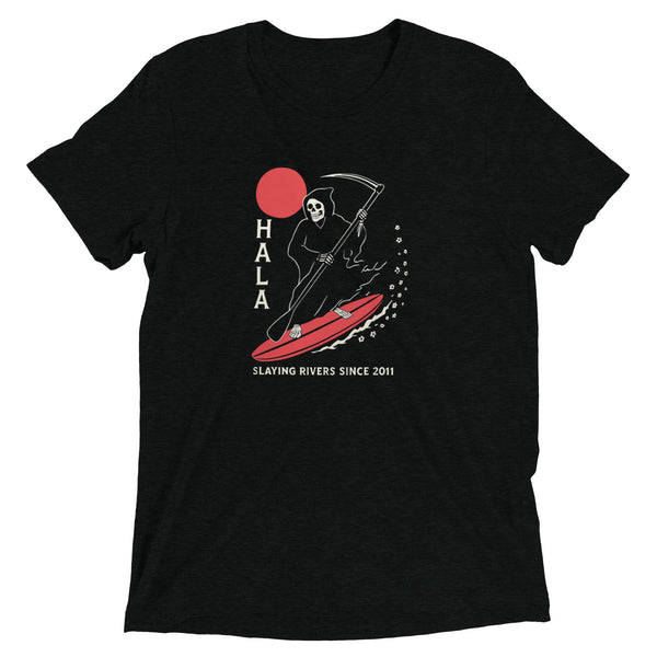 Hala Gear Grim Reaper T-Shirt in black triblend, short sleeve graphic tee
