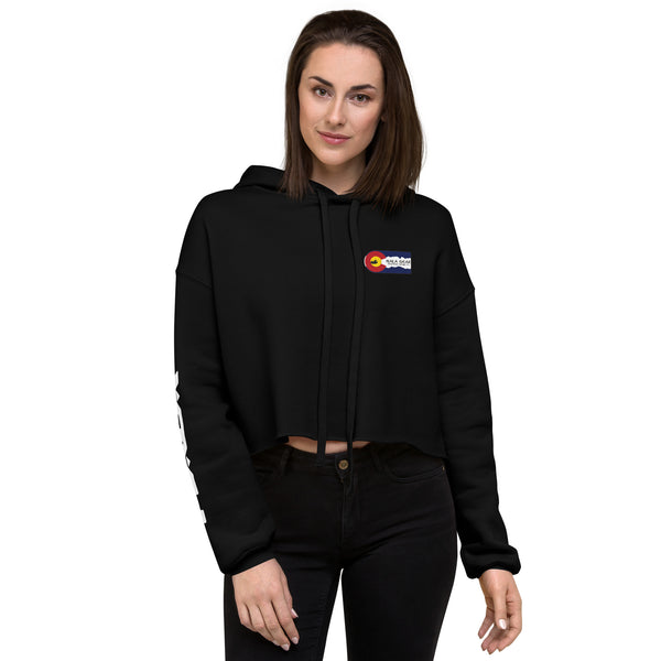 Hala Gear Steamboat Edition Cropped Hoodie in black, women's cropped pullover hoodie